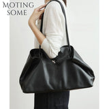 Motingsome Oversized Natural Leather Woman Bags 2025 New Fashion Handbag and Purses Large Capacity Commuter Bag Casual Tote