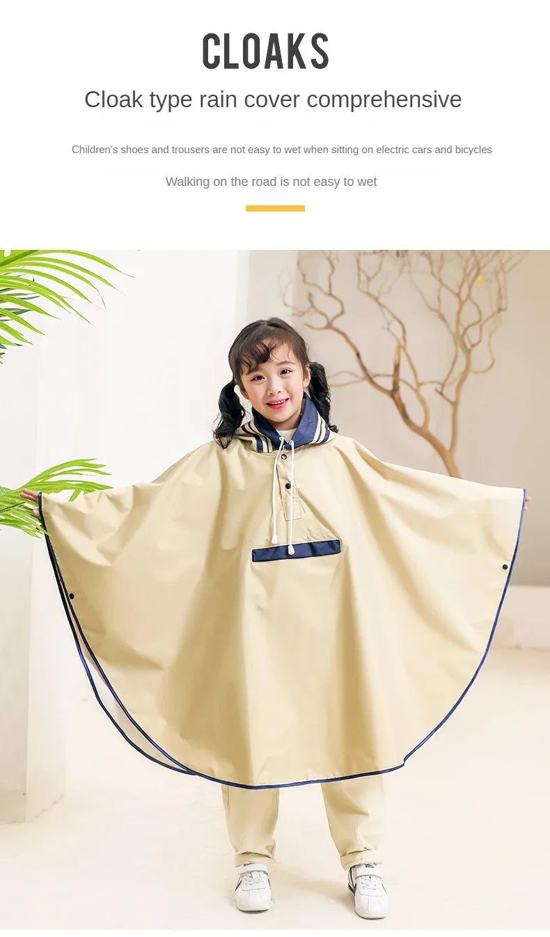 Kids' Cloak-Style Waterproof Poncho Raincoat