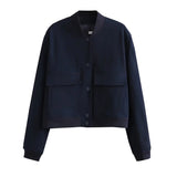 Willshela Women's Solid Bomber Jacket with Pockets