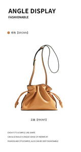 Autumn and Winter Classic Flamenco Fashion Lucky Bag Cloud Bag Genuine Leather Drawstring Shoulder Crossbody Bucket Bag for Wome