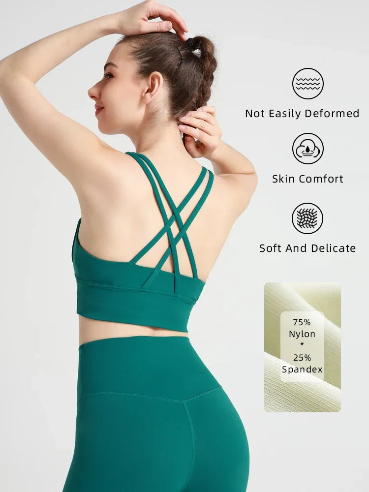 Women's Cross-Back Yoga Sports Bra