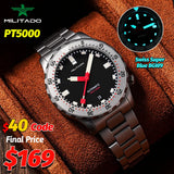 Militado New ML20 Automatic Mechanical Wristwatch PT5000 Sapphire 200M Waterproof Stainless Steel Bracelet 39Mm Luxury Watch Man