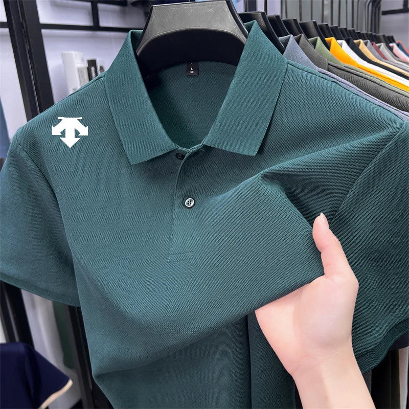 Men's Luxury Cotton Polo | Geometric Print Summer Shirt
