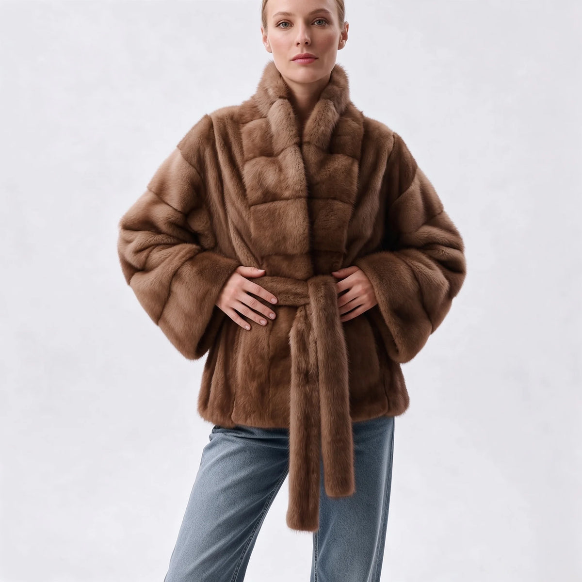 Women's Belted Faux Fur Jacket