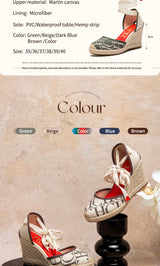 Women's Espadrille Wedge Sandals – Ankle Strap Lace-Up