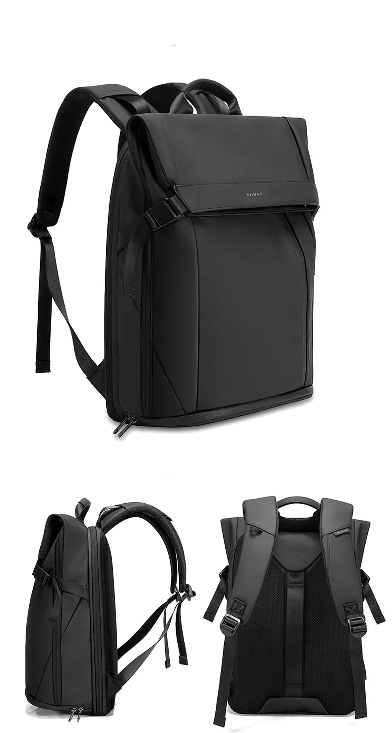 Bange Men Fashion Backpack 15.6 inch Multifunctional Waterproof Backpack Daily Travel Bag Casual School Rucksack with Buckle