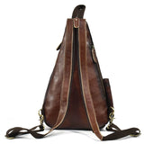 Single Shoulder Bagpack Genuine Leather Chest Bag Outdoor Riding Bag Chest Packs For Biker Men Male Sling Bags Cow Leather
