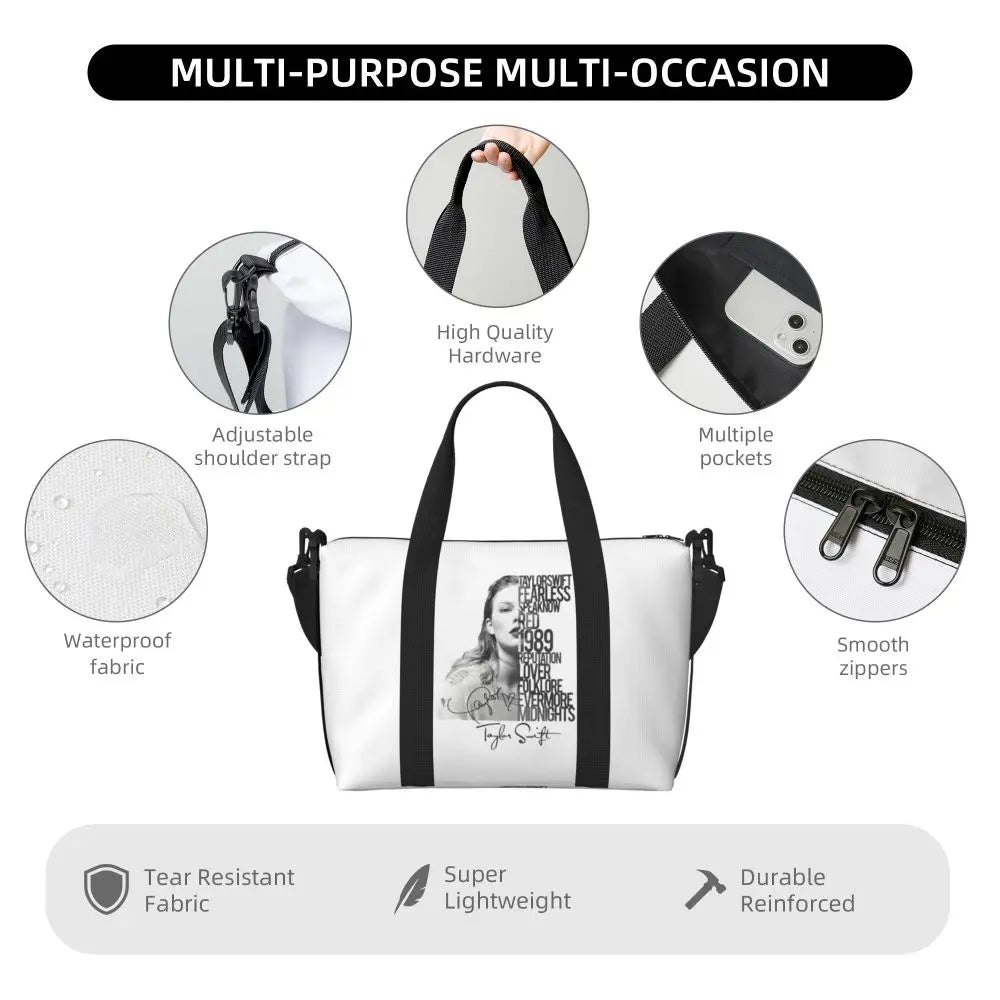 Custom The Eras Tour 1989 Taylor's Swift's American Pop Singer Tote Bag Women Large Capacity Beach Gym Travel Bags