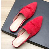 Female Simple Sewing Plain Shoes Outdoor Pointy Toe Slides Camel Blue Soft Sole Wide Fitting 48-33 2022 New Arrivals De Mujer