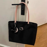 Large-capacity Tote Bag with Kitty embroidery, lightweight Underarm Handbag for Women, Cute and Exquisite, Suitable for Young Gi