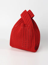 Handmade Knit Handbag Women Mini Shoulder Bag Female Casual Color Wide Stripe Plaid Tote Bag Student Cell Phone Package
