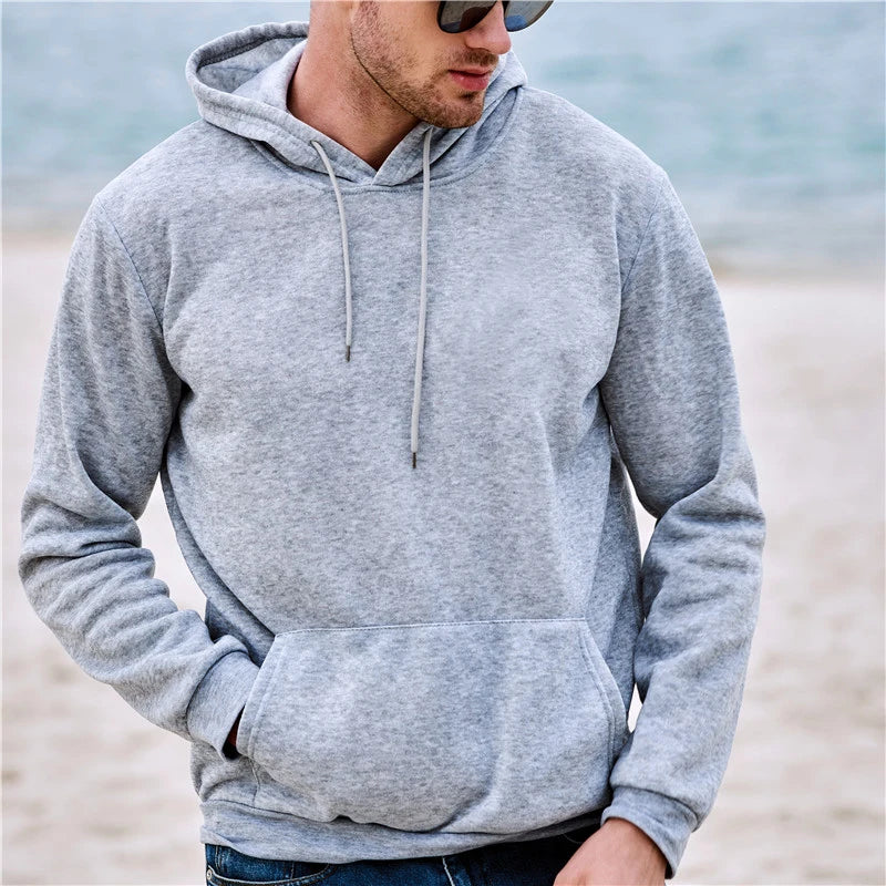 Men’s Classic Solid Color Pullover Hoodie