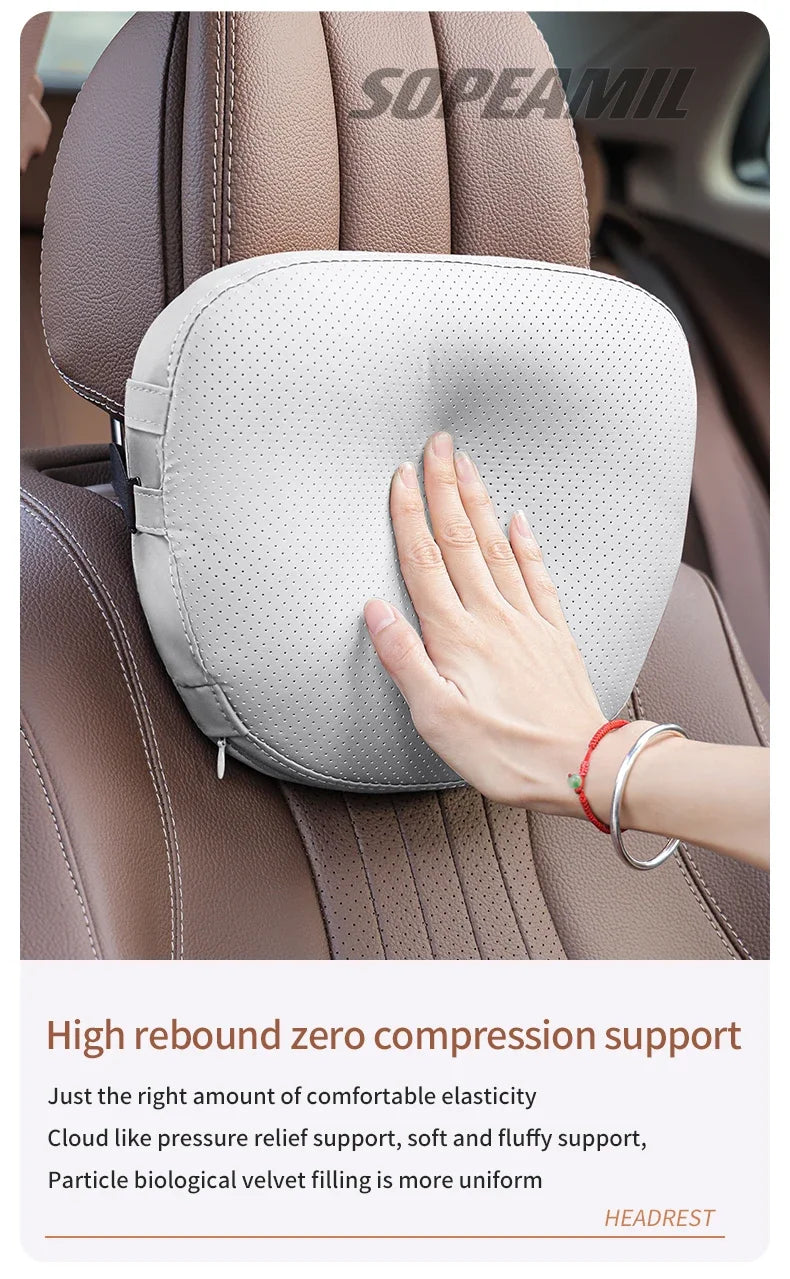 Car Double-Sided Suede Leather Headrest Neck Support Pillow Seat Waist Cushion Tesla Cybertruck Model 3 Model Y Model S Model X