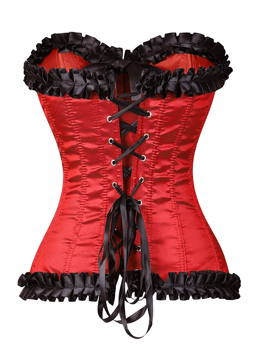Contrast Ruffled Corset Tube Top