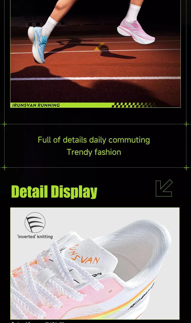IRUNSVAN T800 Carbon Plate Running Shoes - Lightweight Racing Shoes for Men & Women - Marathon Training, Cushioned & Anti-Slip