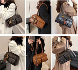Women’s Coffee Brown Multi-Pocket Shoulder Bag | Vintage PU Leather Crossbody