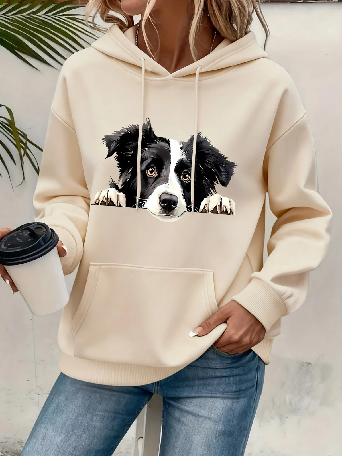 Women's Cat Print Hoodie – Cozy Casual Pullover