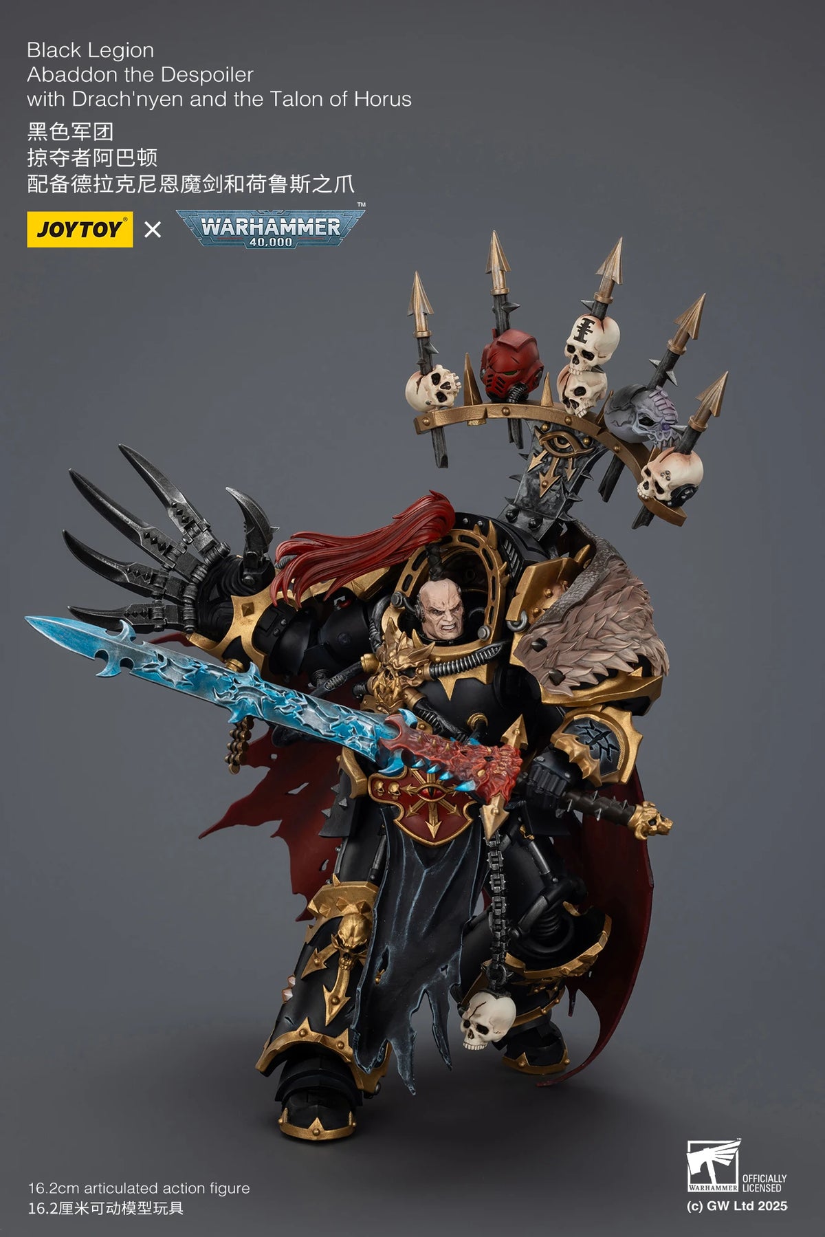 JOYTOY Warhammer 40k 1/18 Action Figures Black Legion Abaddon the Despoiler with Drach'nyen and the Talon of Horus