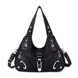 Angel kiss Women Handbags Fashion Shoulder Bag Large Black Tote Top-handle Shopping Pack Multiple Pockets Satchel Lady  Purse