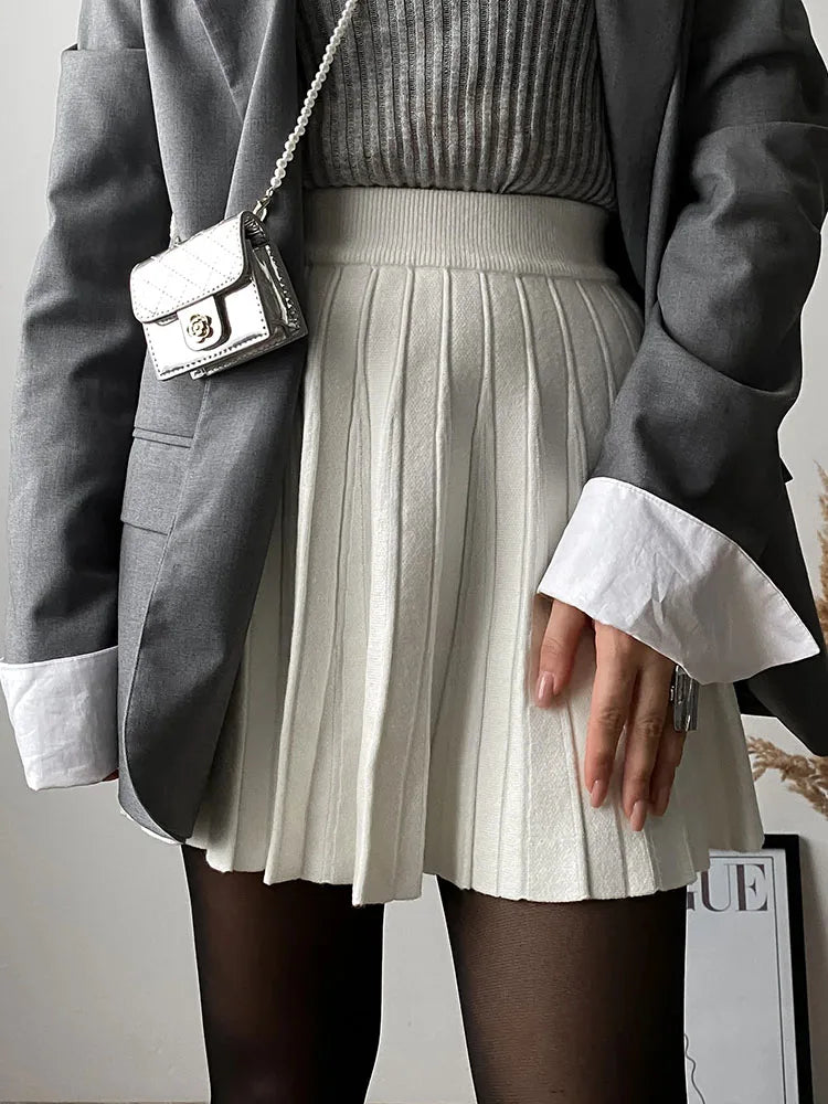 Elegant Knit Pleated Mini Skirt for Women