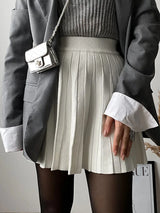 Elegant Knit Pleated Mini Skirt for Women
