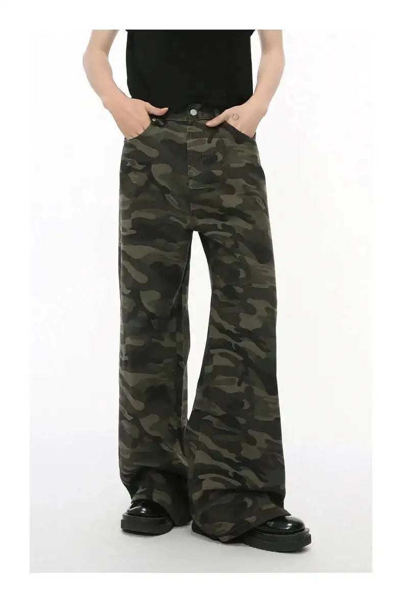Vintage Camouflage Wide-Leg Men's Jeans