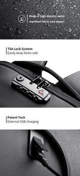 Kingsons  Anti-theft Men Backpack 180 Degree Open USB Charging Laptop Backpack 15.6 inch School Bags for Teenage Boys