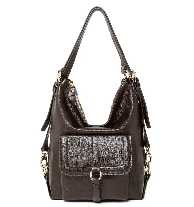 Zency Fashion Women Shoulder Bag 100% Genuine Leather Large Capacity Handbag Multifunction Use Satchel Crossbody Messenger Purse