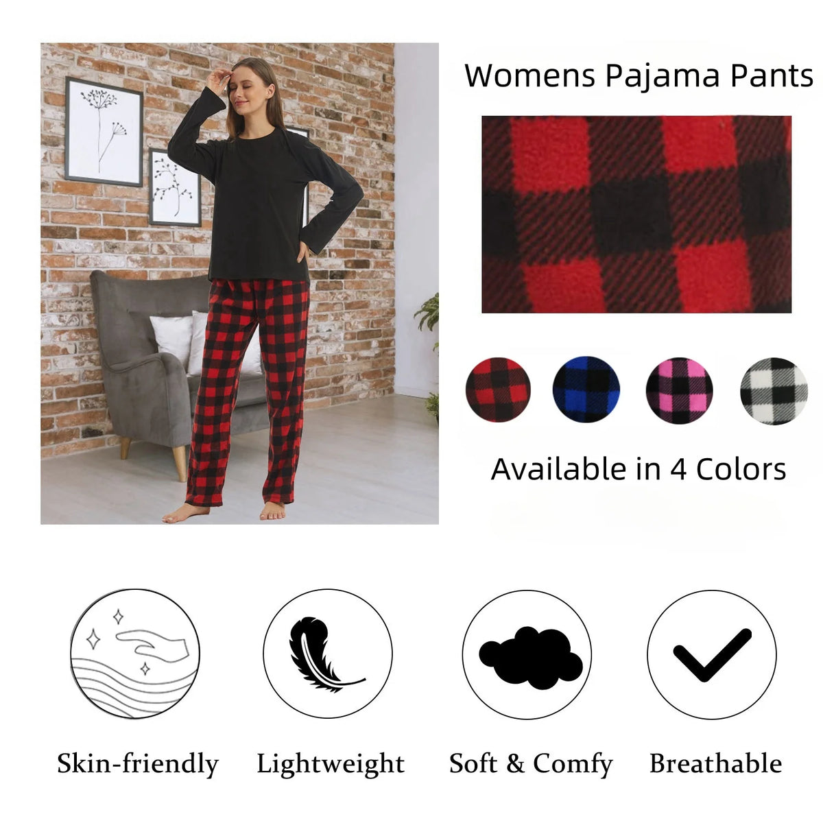 Women's Plaid Fleece Pajama Pants