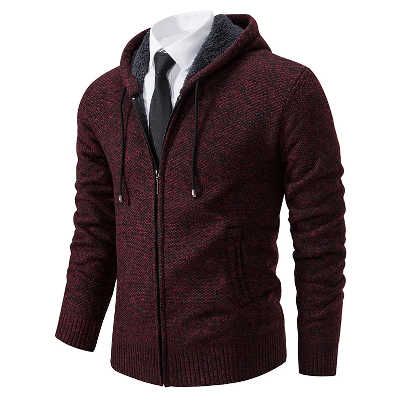 Men’s Fleece-Lined Stand Collar Cardigan