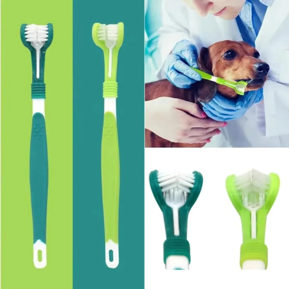 3-Sided Pet Toothbrush | Gentle Dental Care for Dogs & Cats