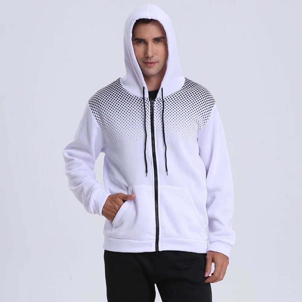 Men’s Slim Fit Polka Dot Zip Hoodie