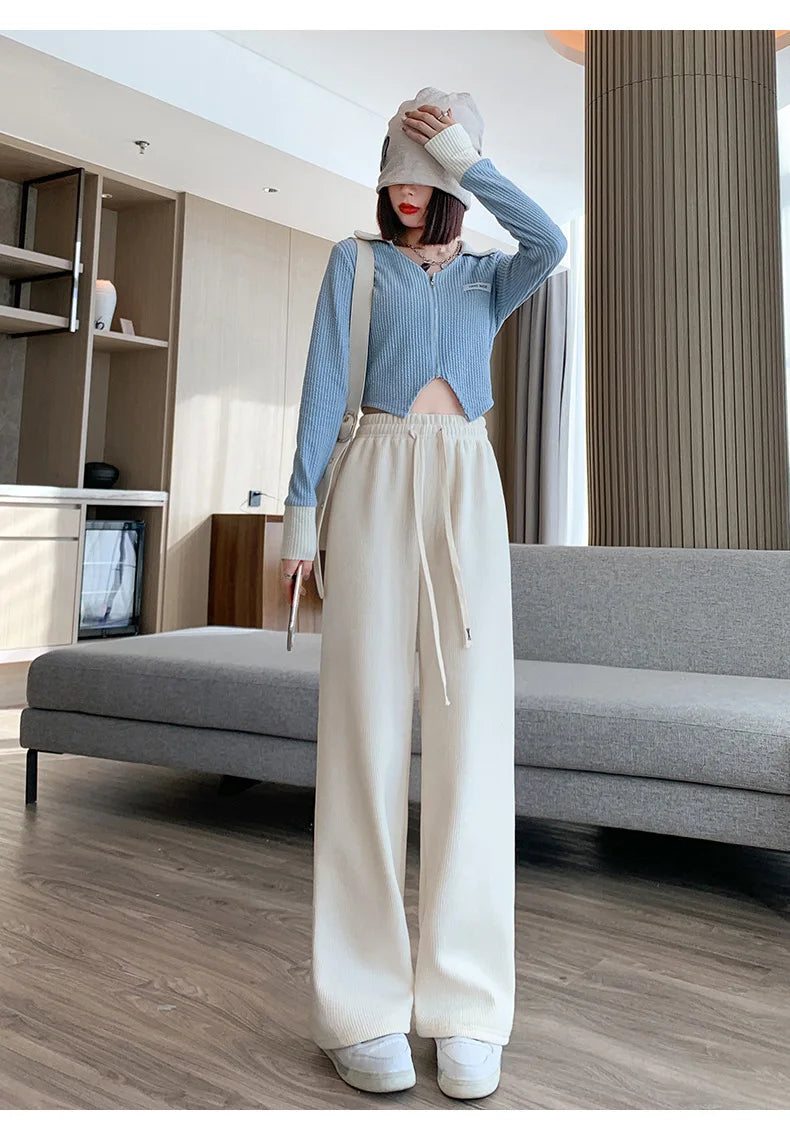 Women's Fleece Wide-Leg Winter Pants