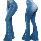 Women's High-Waist Stretch Denim Flare Pants