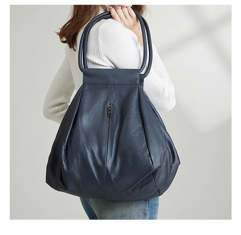 Slouchy Soft Cowhide Large Capacity Purses Handbags For Women 2026 Genuine Leather Shoulder Bags Travel Bag Underarm Wrist Bags