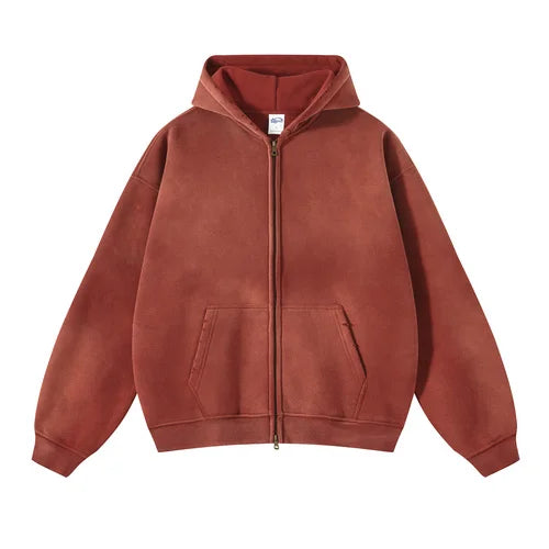 Men’s Oversized Tie-Dye Fleece Zip-Up Hoodie