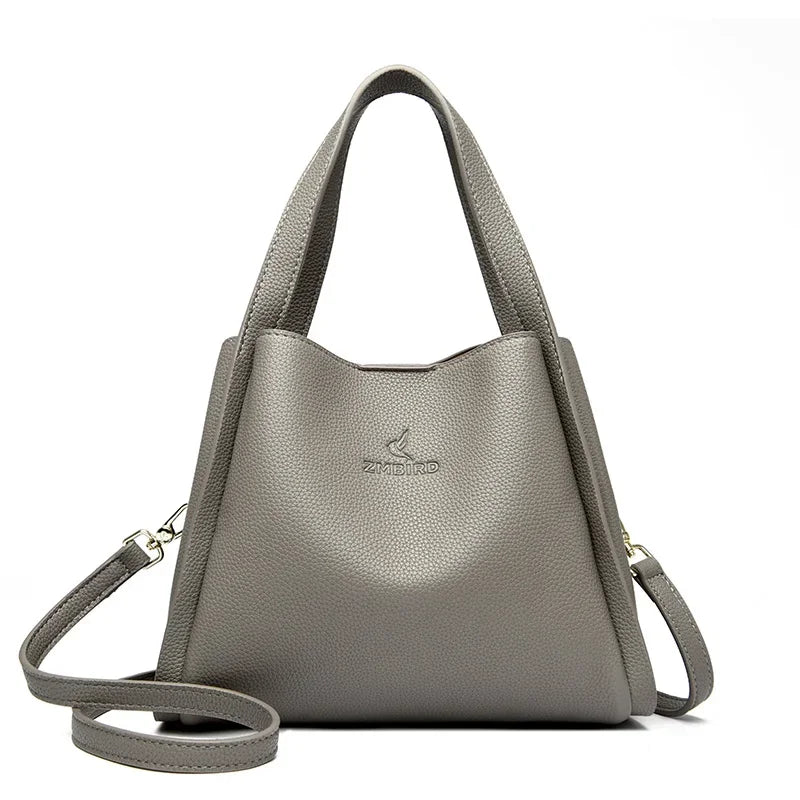 Genuine Brand Sturdy Durable Soft Leather Top-handle Bags Female Handbags Women 3 Layer Shoulder Crossbody Totes Messenger Bag