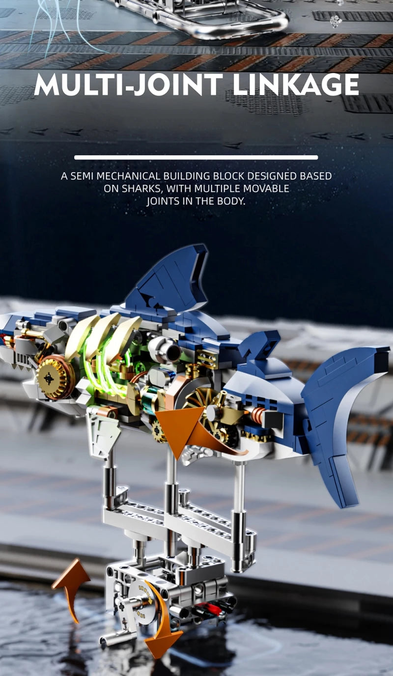 Mechanical Sea Animals Building Blocks DIY Movable Whale Octopus Manta Shark Piranha Creative Technical MOC Desktop Decor Gift