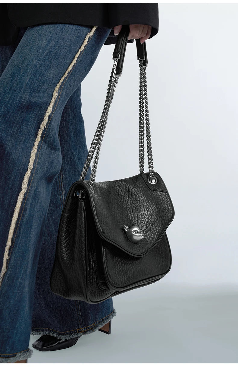 BAFELLI Genuine Leather Chain Bag – Chic Crossbody Tote
