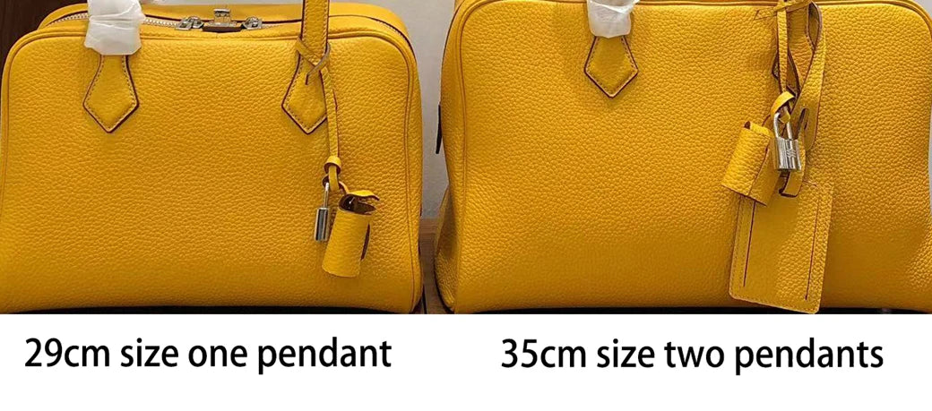 Genuine Leather Bowling Bag for Women, Top Layer Cowhide Handbag, Large Capacity Top Handle Bag, Small & Large Size
