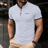 Men's Stand Collar Polo Tee – Solid, Anti-Wrinkle