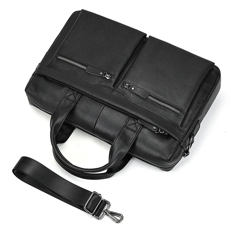 Genuine Leather Briefcase Bag for 15.6 inch laptop computer bag cowskin handbag for men male leather crossbody shoulder bag