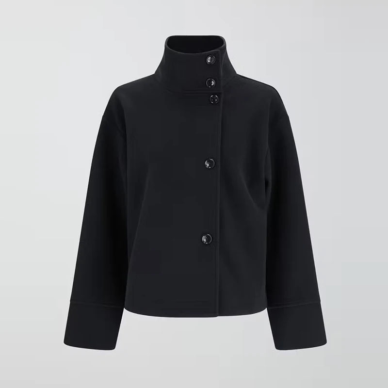 Stand Collar Woolen Short Coat