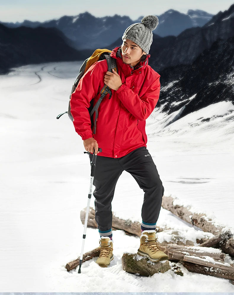 RAX Waterproof Hiking Shoes Men Winter Outdoor Sneakers for Men Snow Boots Plush Mountain Snowboots Outdoor Tourism Jogging Shoe
