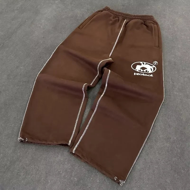 Men's Y2K Embroidered Wide-Leg Pants