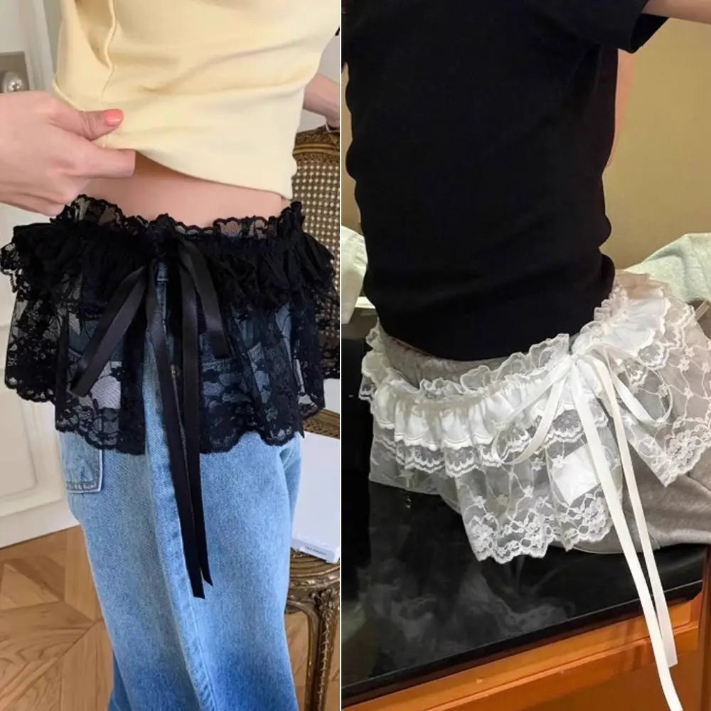 Lace-Up Ruffle Mini Skirt for Playful Layering