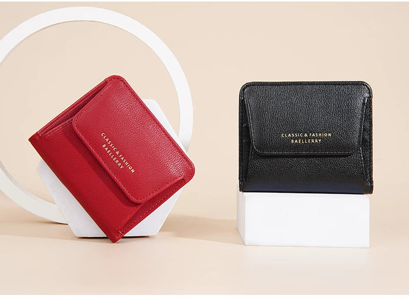 Fashionable Mini Women Wallet Name Engraving High-Quality Card Holder Simple Short Female Coin Purse Small Ladies Purse