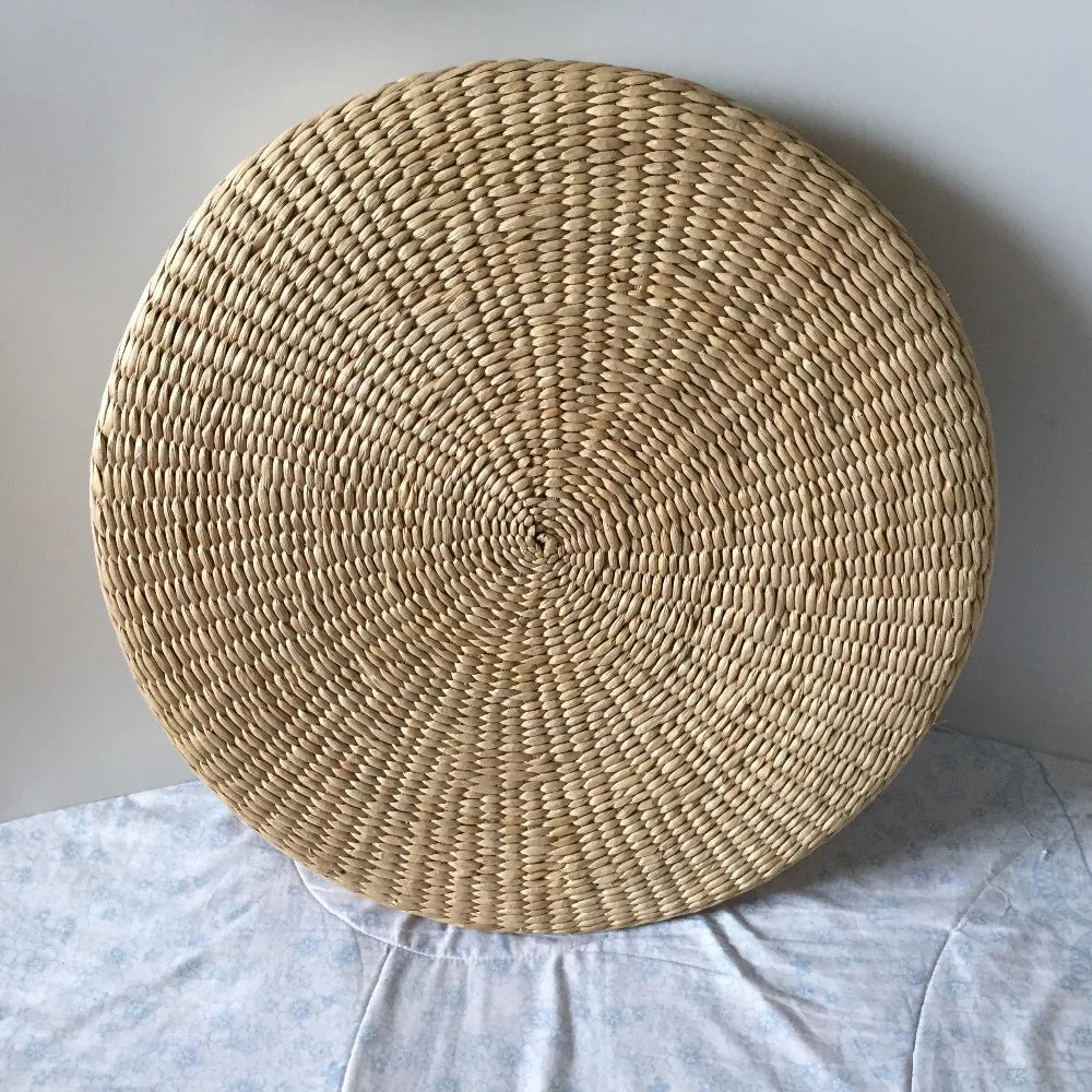 Handwoven Natural Straw Round Tatami Floor Cushion
