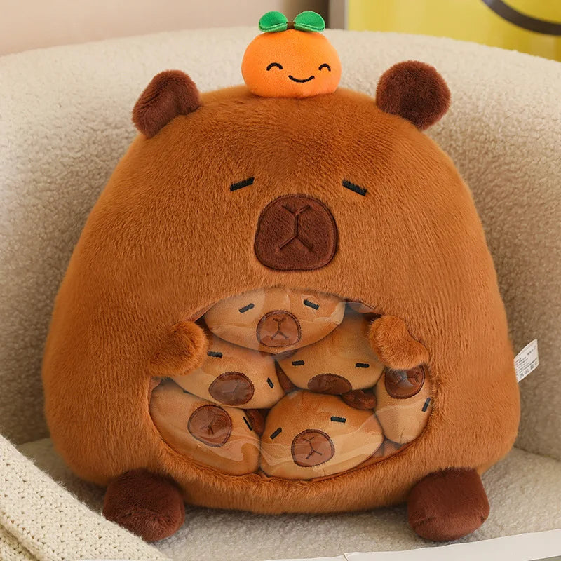 New Capybara Shark Shaped Snack Bag Plush Toys Super Soft Cartoon Squishy Pillow Funny Food Dolls Birthday Gifts Room Decor
