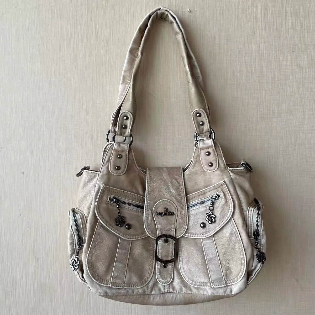Vintage Women Handbags PU Shoulder Bag Satchel Top-handle Shoulder Bag Fashion Dumpling Pack Multi-pockets Shoulder Bags